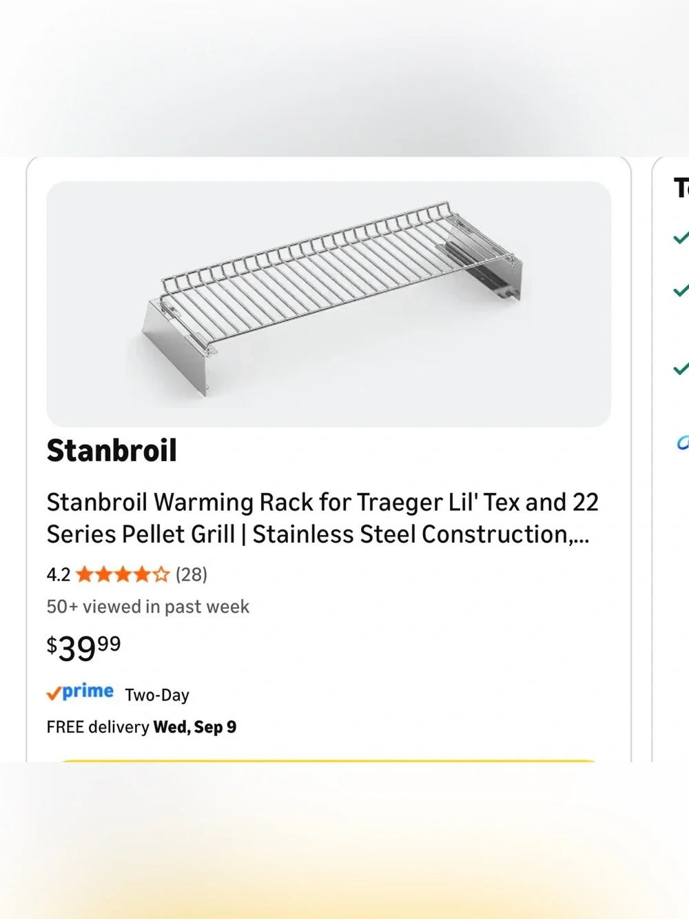 Stanbroil stainless steel grill rack